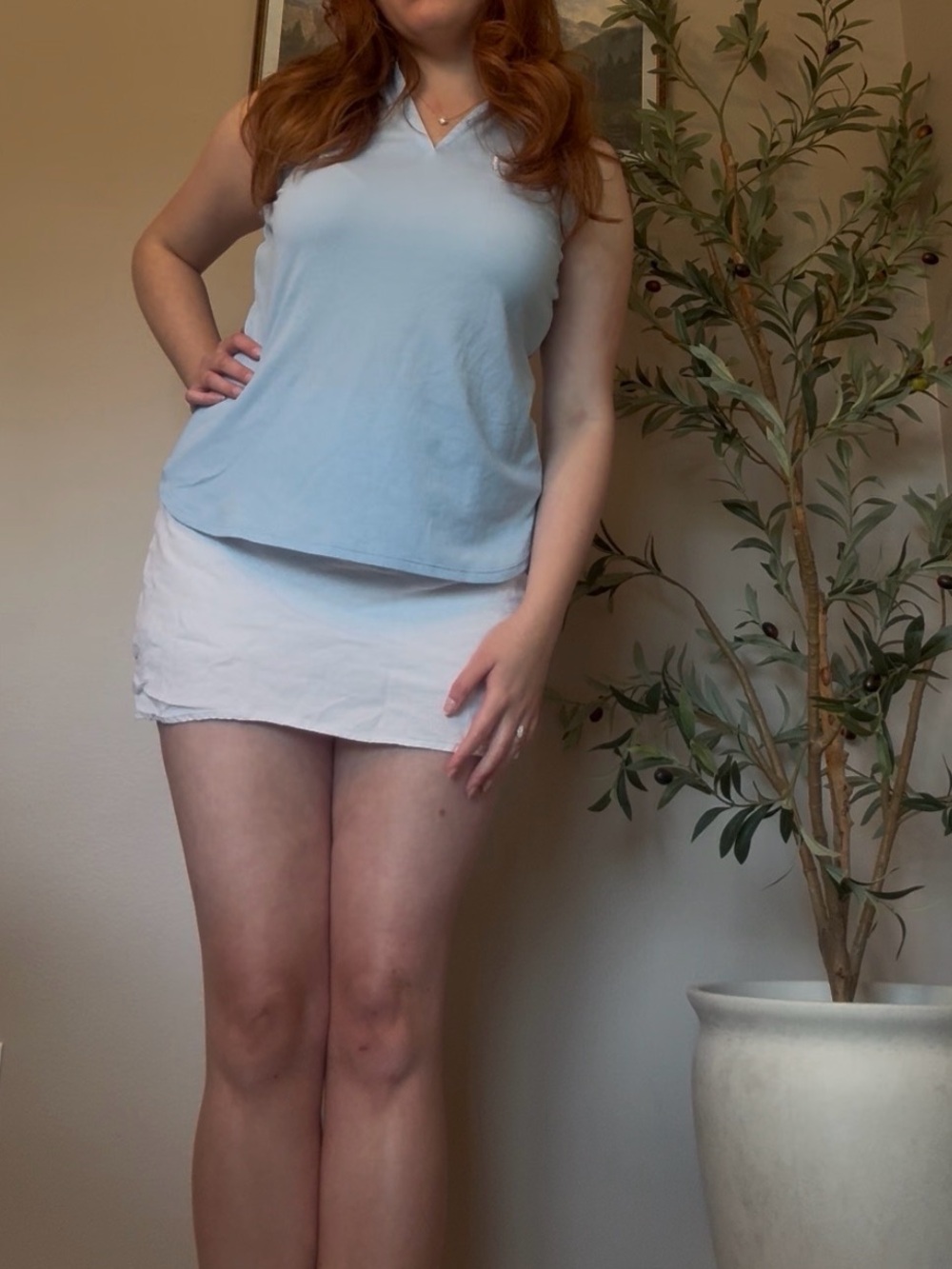 Light Blue puma V-Neck Sleeveless Top